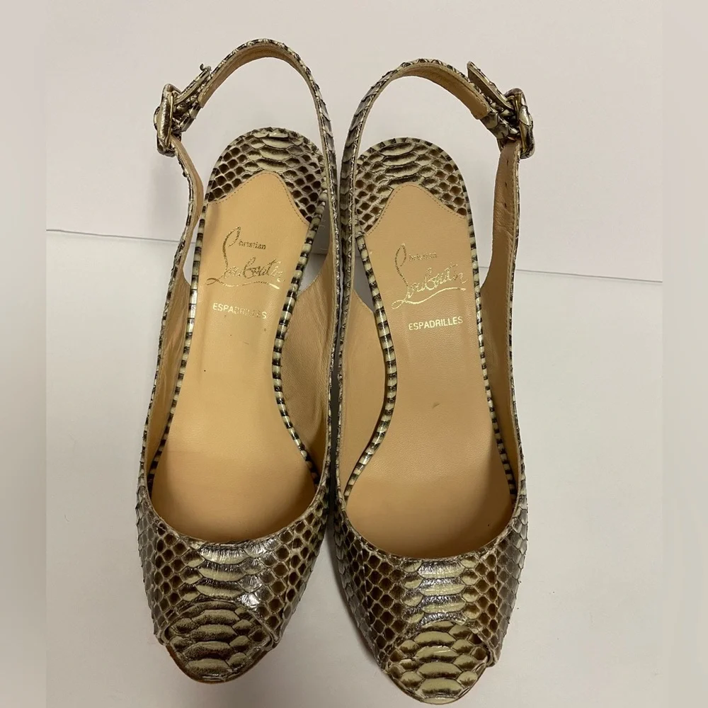 Christian Louboutin Snake Wedge espadrille Sandals 37